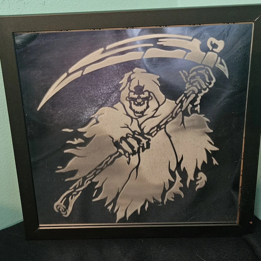 Grim Reaper Black Framed 12 X 12 Mirror